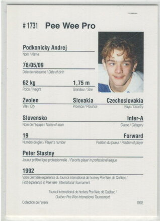 1992 PEE - WEE Pro č. 1731 Andrej Podkonický RC