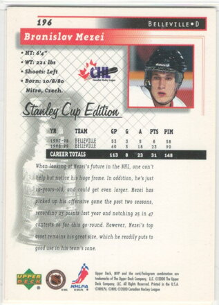 1990-00 MVP Stanley Cup edition č.196 Branislav Mezei
