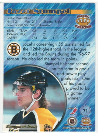 1997-98 Pacific crown collection Ice blue č. 71 Jozef Štumpel