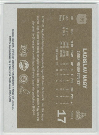 2002-03 Upper Deck Vintage č. 195 Ladislav Nagy
