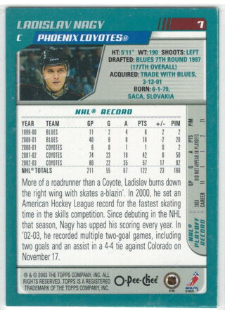 2003-04 O-PEE-CHEE č. 7 Ladislav Nagy