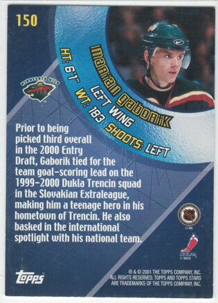 2000-01 Topps stars spotlights č. 150 Marián Gáborík