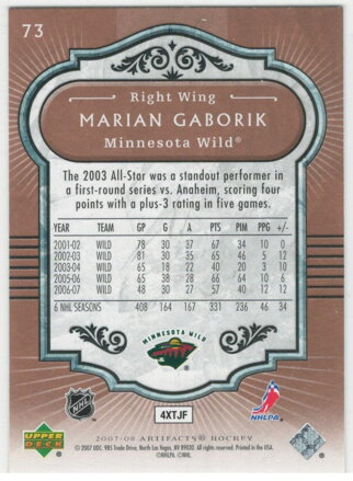 2007-08 Artifacts č. 73 Marián Gáborík