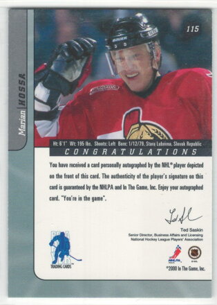 2000-01 ITG Signature Series Autograph č.115 Marián Hossa