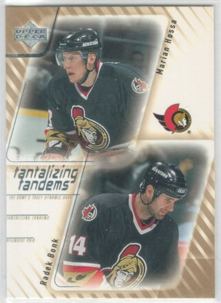 2001-02 Upper Deck Tantalizing Tandems č. T6 Marián Hossa/Radek Bonk