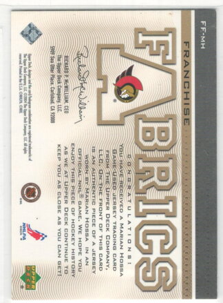 2003-04 Upper Deck franchise fabric jersey č. FF-MH Marián Hossa