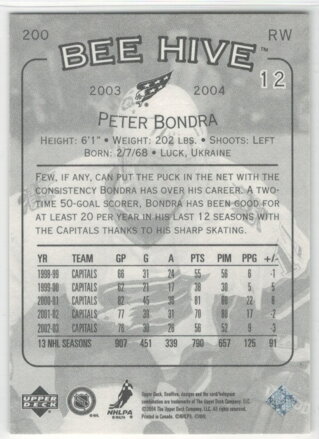 2003-04 Bee Hive č. 200 Peter Bondra