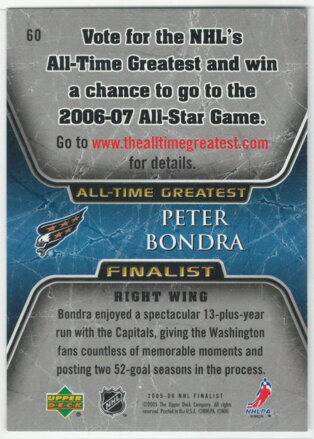 2005-06 Upper Deck Finalist č. 60 Peter Bondra