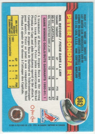 1991-92 O-PEE-CHEE č. 362 Peter Bondra
