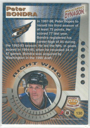 1997-98 Pacific Dynagon Ice Blue č. 130 Peter Bondra