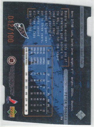 1998-99 UD3 Die Cut Three Star Spotlight 12/100 č. ts68 Peter Bondra