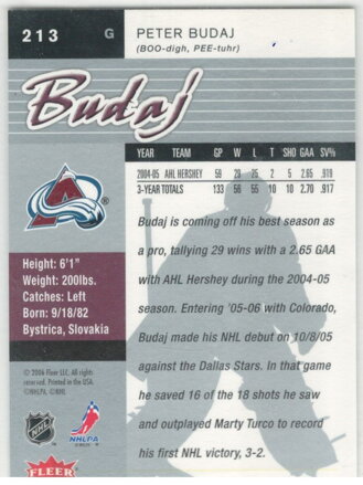 2005-06 Ultra č. 213 Peter Budaj RC