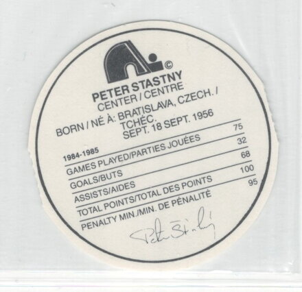 1984-85 Kellogg's Accordion Discs č. 2 Peter Šťastný