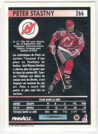1991-92 Pinnacle č. 266 Peter Šťastný