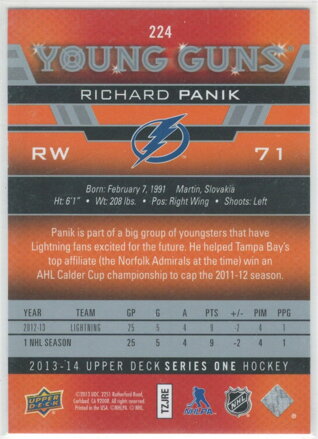 2013-14 Upper Deck Young Guns č. 224 Richard Pánik RC
