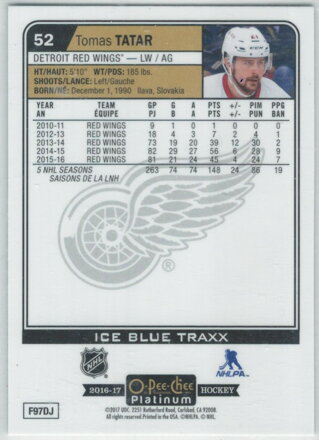 2016-17 O-PEE-CHEE Platinum Ice Blue Traxx č.52 Tomáš Tatár