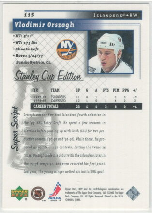 1999-00 MVP Stanley Cup Edition Super Script 19/25 č. 115 Vladimír Országh