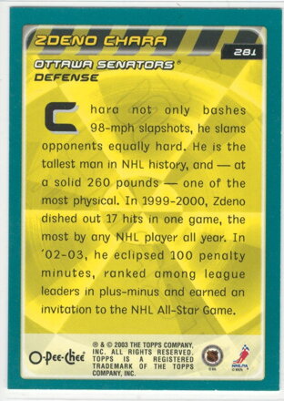 2003-04 O-PEE-CHEE Bash masters č. 281 Zdeno Chára