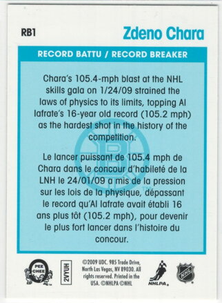 2009-10 O-PEE-CHEE Record Breaker č. RB1 Zdeno Chára