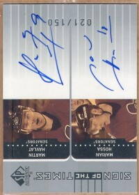 2001-02 SP Authentic Sign of the Times #HH Martin Havlat/Marian Hossa/ 150