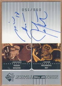 2001-02 SP Authentic Sign of the Times #HT Marian Hossa/Joe Thornton/ 150